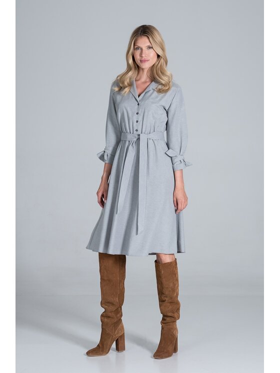 FIGL FIGL Sukienka M838 Szary Regular Fit