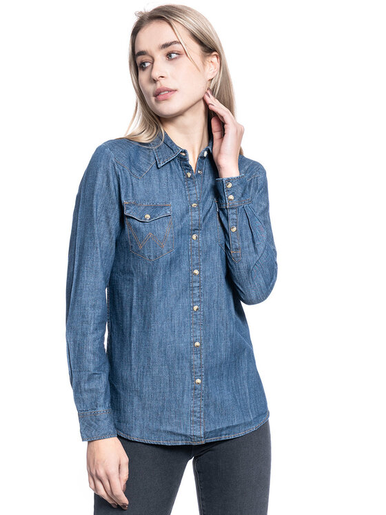 Wrangler Wrangler Camicia LS DENIM SHIRT Blu Slim Fit