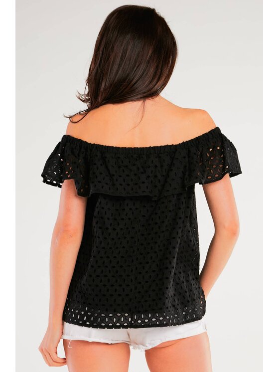 Awama Awama Bluzka A437 Czarny Basic Fit