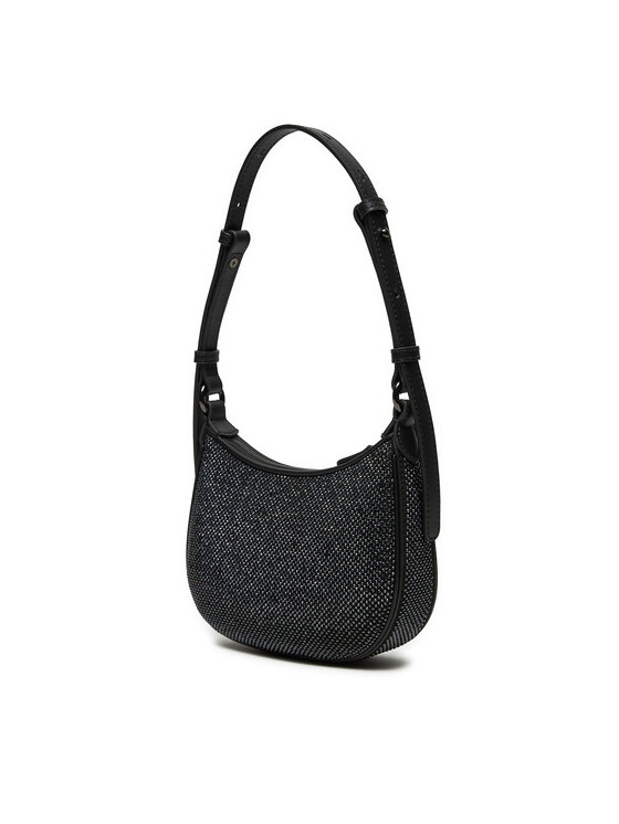 PINKO PINKO Σάκος PINKO BORSA HALF MOON BABY FULL STRASS BLOCK COLOR + PELLE - 103538-A21O Μαύρο