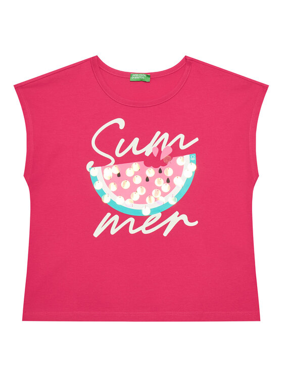 United Colors Of Benetton United Colors Of Benetton T-shirt 3I1XC10P0 Ružičasta Regular Fit
