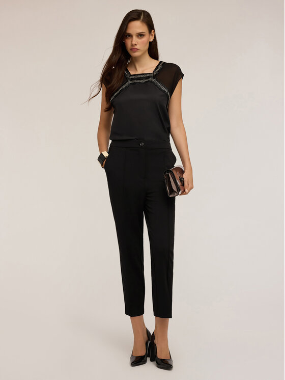 Motivi Motivi Pantaloni di tessuto P118W000821N033 Nero Regular Fit