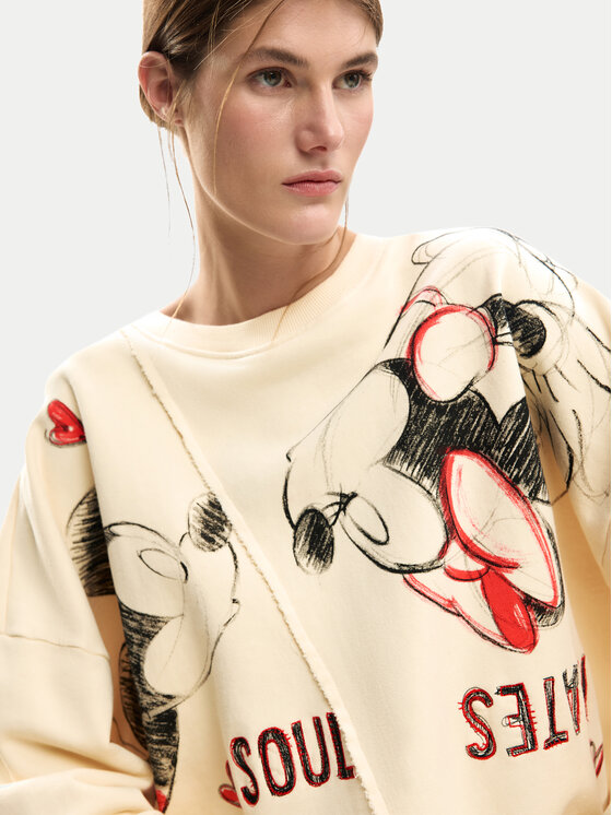 Desigual Desigual Pulóver Muak Mickey 26SWSK17 Bézs Relaxed Fit