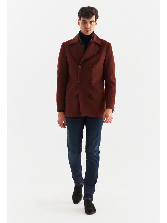 Pako Lorente Pako Lorente Płaszcz wełniany P22WF-7X-003 Pomarańczowy Classic Fit