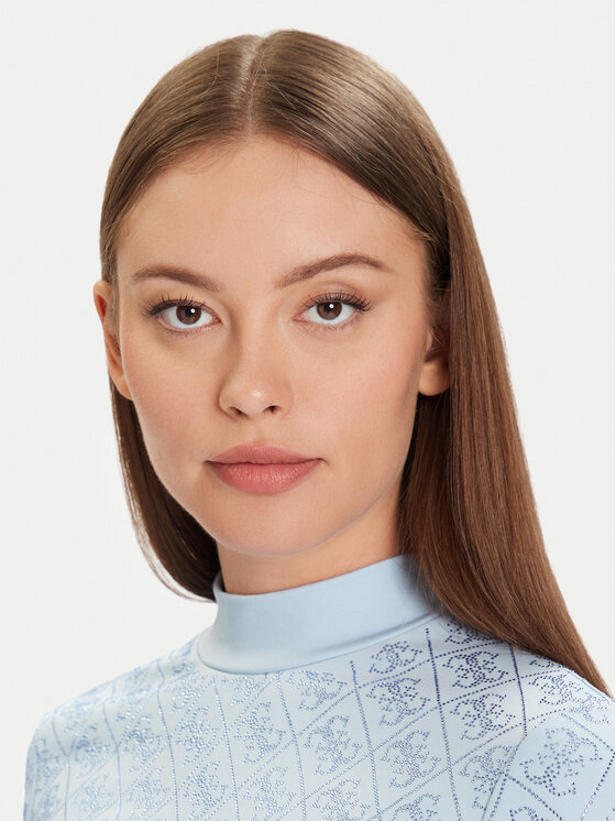 Guess Guess Μπλουζάκι W5BP48 K7182 Γαλάζιο Slim Fit