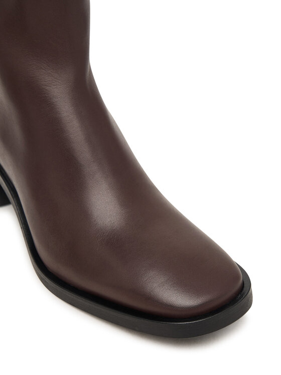 Calvin Klein Calvin Klein Botki Block Heel Ank Boot Lth Hdw HW0HW03171 Brązowy