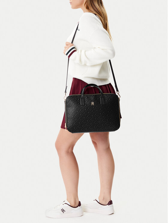 Tommy Hilfiger Tommy Hilfiger Portatīvā datora soma Th Icon Laptop Bag Mono AW0AW18003 Melns