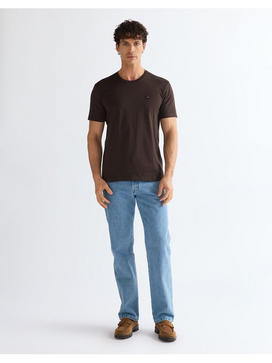 Wrangler Wrangler T-Shirt SIGN OFF TEE Brązowy Regular Fit