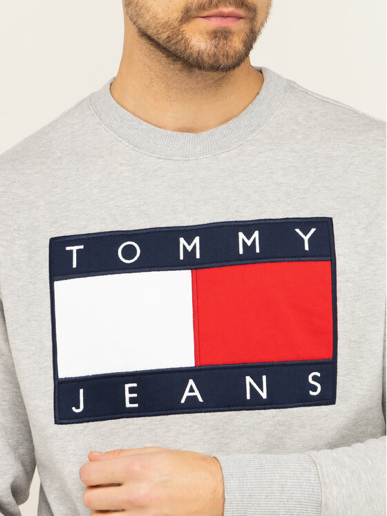 Tommy Jeans Tommy Jeans Суитшърт TJM Tommy Flag Crew DM0DM07201 Сив Regular Fit