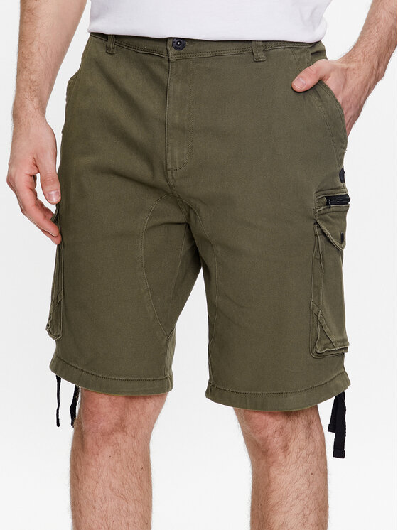 INDICODE Kratke Hlače Iz Tkanine Agron 70-557 Khaki Regular Fit