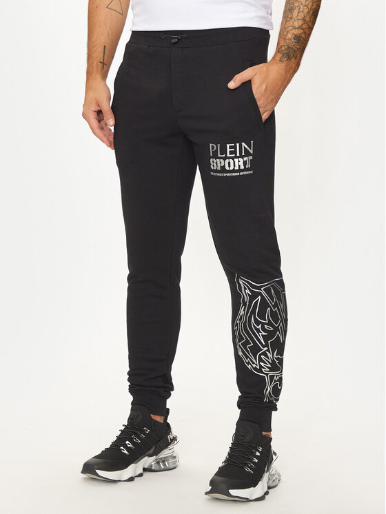 Plein Sport Spodnji Del Trenirke AADC MJT2449 STE003N Črna Regular Fit