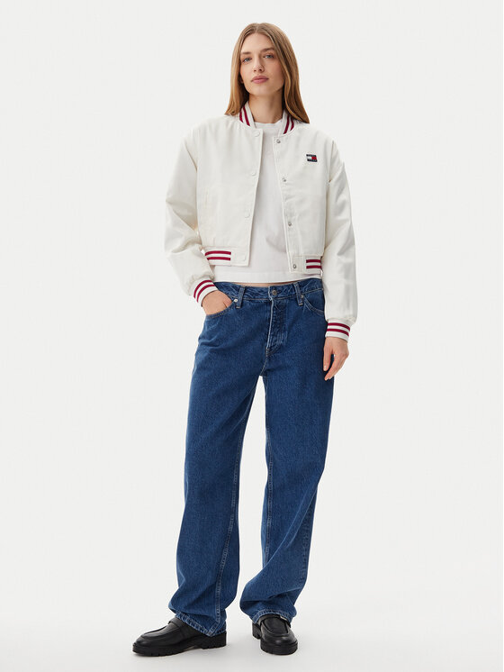 Tommy Jeans Tommy Jeans Geacă bomber Satin Coach DW0DW20229 Alb Regular Fit
