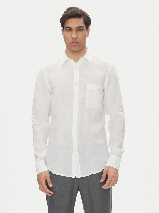 BOSS BOSS Srajca 50537381 Bela Regular Fit