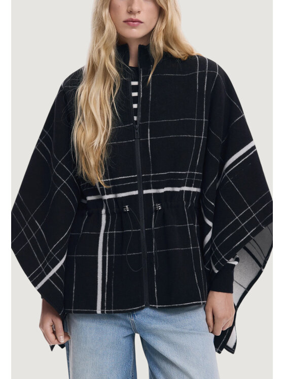 Desigual Desigual Mantella PONCHO_CUADROS ALDAMA Nero Casual Fit