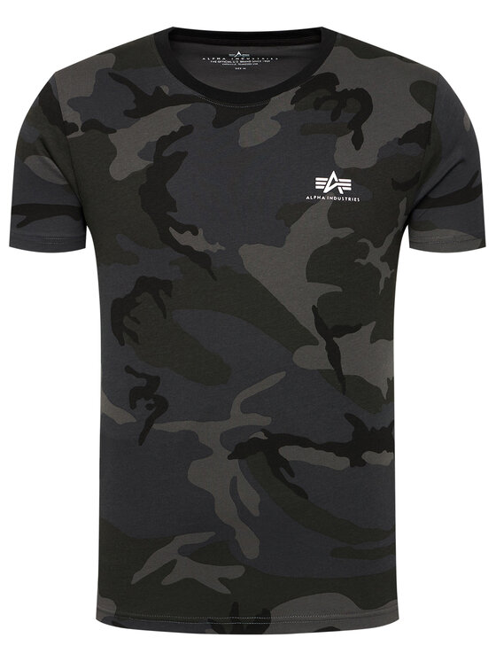 Alpha Industries Alpha Industries T-Shirt Basic T Small Logo Camo 188505C Szary Regular Fit