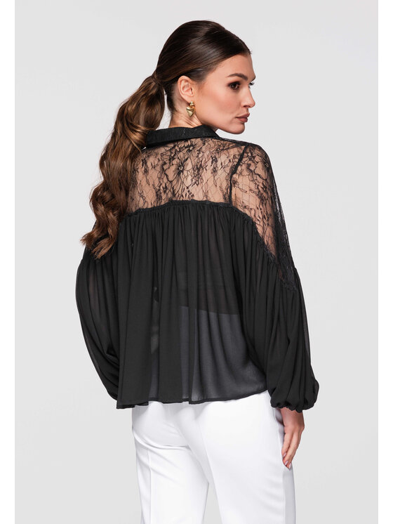 Ombre Ombre Bluzka OW-TS-E0026 Czarny Loose Fit