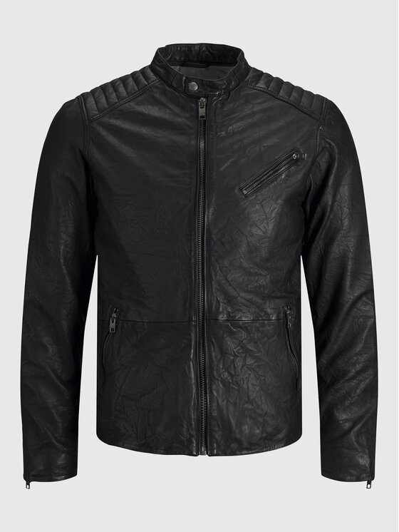 Jack&Jones Jack&Jones Lederjacke Joel 12191012 Schwarz Regular Fit