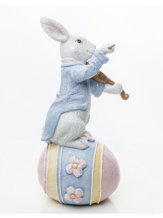 MIAhome MIAhome Figurka królik MUZYK 31,5x10x10 cm SKRZYPEK Kolorowy