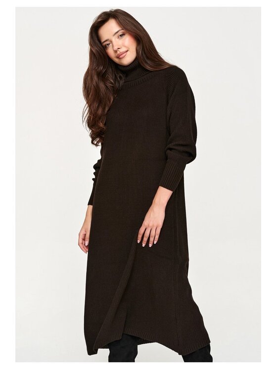 Makadamia Makadamia Sweter S181 Brązowy Loose Fit