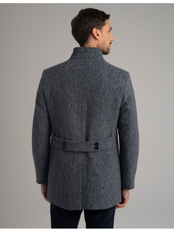 Borgio Borgio Płaszcz wełniany rivara_g1 Granatowy Slim Fit