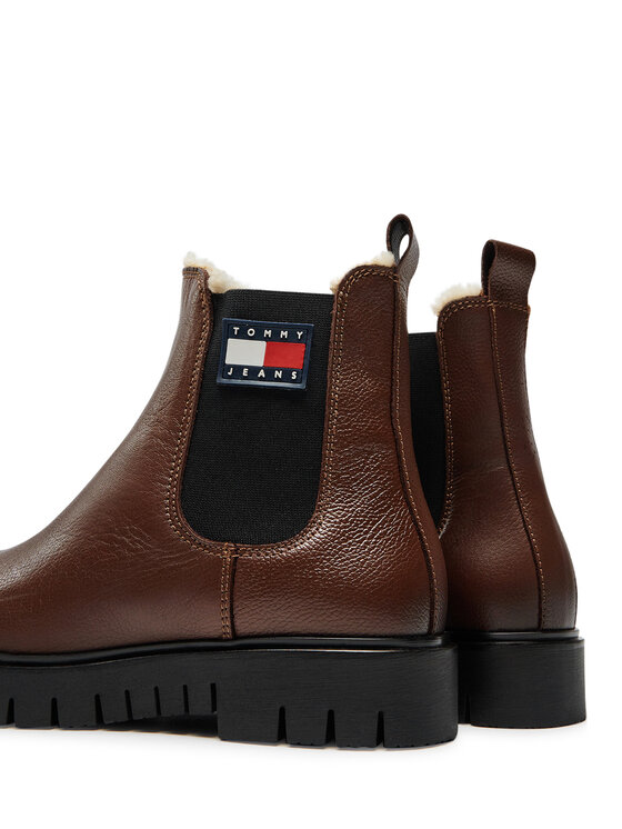 Tommy Jeans Tommy Jeans Kotníková obuv s elastickým prvkem Chelsea EN0EN02626 Hnědá
