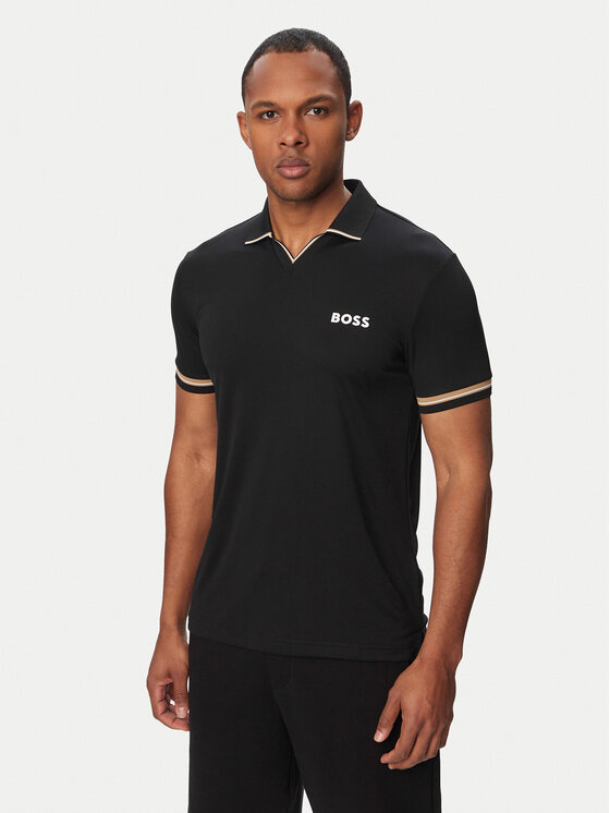 BOSS Tricou polo Serve 50559200 Negru Regular Fit
