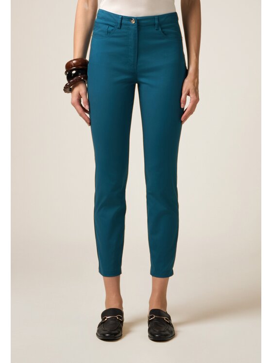 Oltre Oltre Pantaloni di tessuto P710R008476N024 Turchese Slim Fit