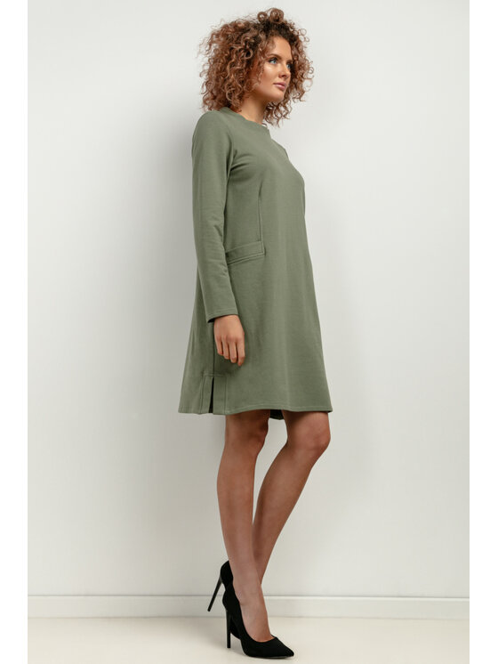 Tessita Tessita Sukienka dzianinowa T412/8/XS-S Zielony Relaxed Fit