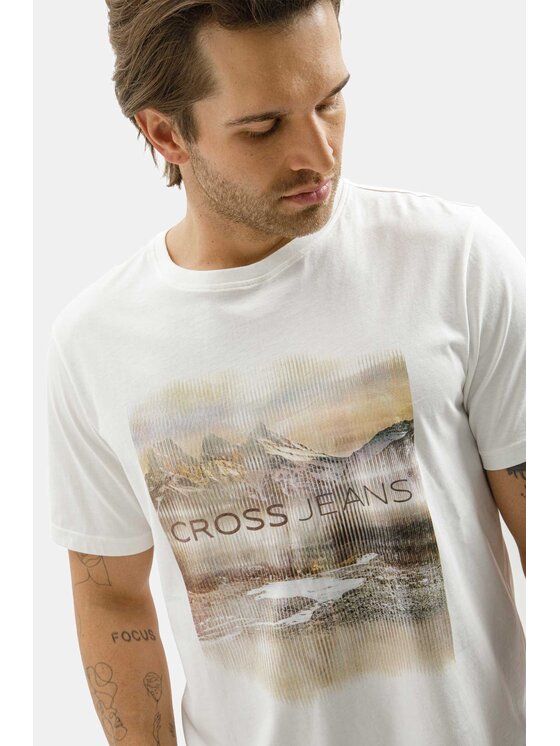Cross Jeans Cross Jeans T-Shirt 16126-028 Beżowy Regular Fit