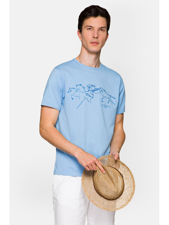 Lancerto Lancerto T-Shirt Alfred TS073221000033 Niebieski Regular Fit