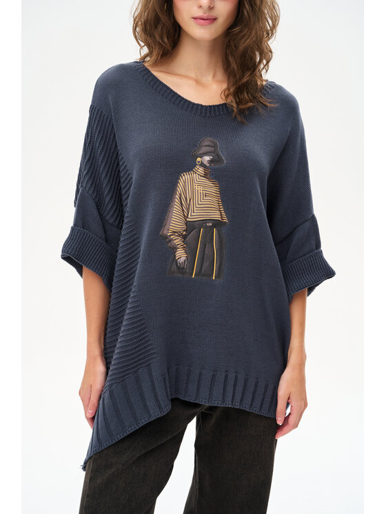 blue shadow blue shadow Sweter Likola Szary ciemny Regular Fit