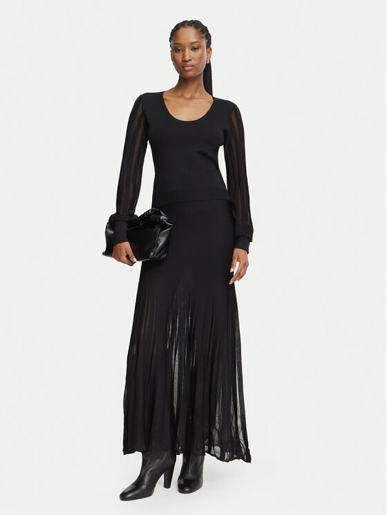 Fracomina Fracomina Spódnica maxi FR26WG4004K416F9 Czarny Flare Fit