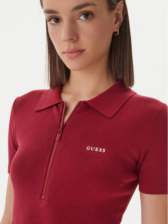 Guess Guess Sukienka dzianinowa V6RK08 Z4642 Bordowy Slim Fit