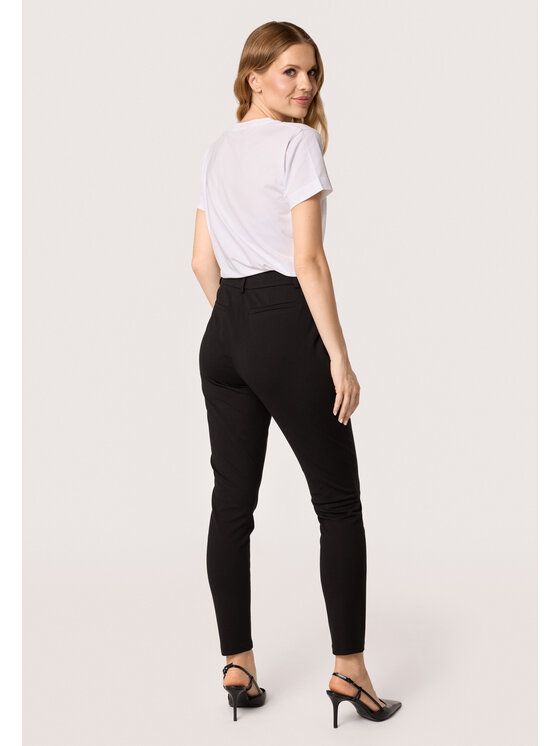 QUIOSQUE QUIOSQUE Kalhoty z materiálu 3VF002 Černá Regular Fit