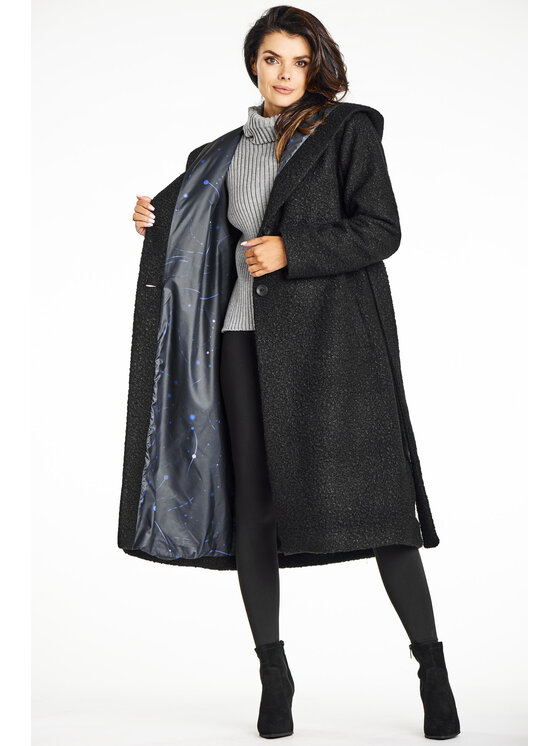 Awama Awama Płaszcz A680 Czarny Basic Fit