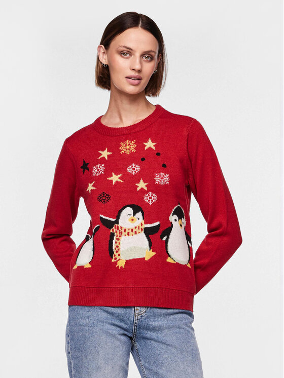 Pieces Pulover 17121018 Roșu Regular Fit