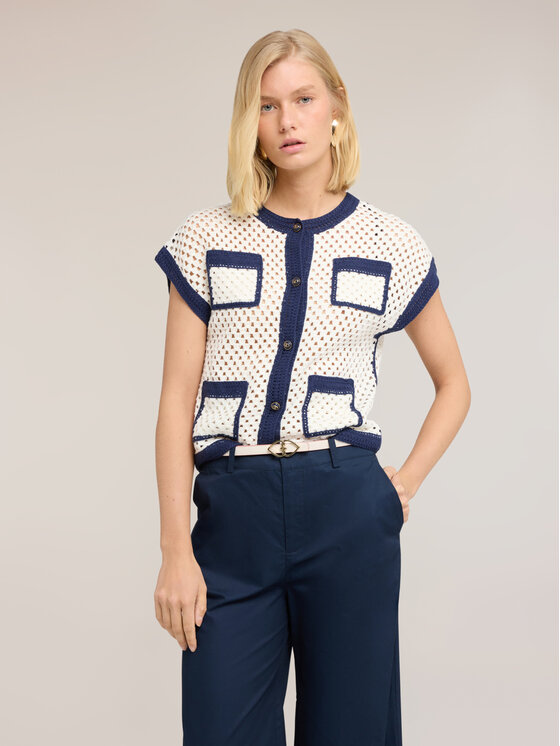 Motivi Motivi Sweter M237W003947N0S1 Biały Boxy Fit
