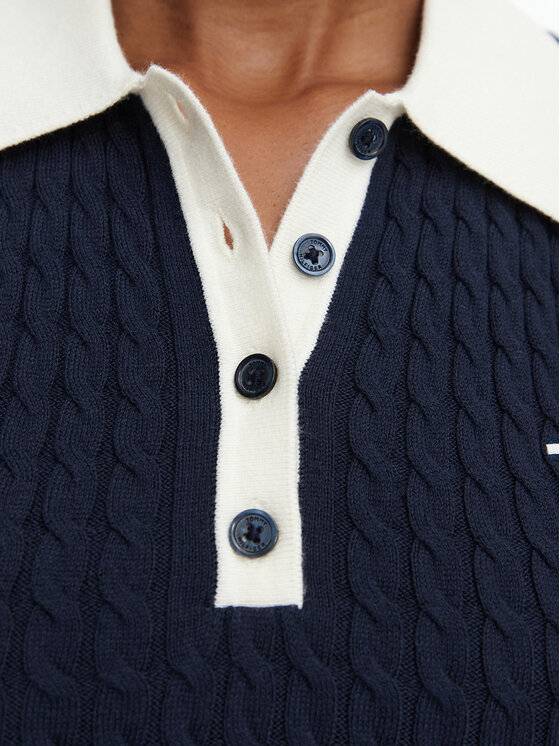 Tommy Hilfiger Tommy Hilfiger Midi suknja Cable Fine WW0WW49614 Tamnoplava Regular Fit