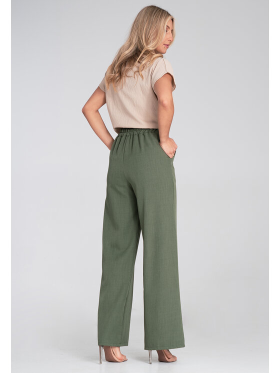 FIGL FIGL Společenské kalhoty M1197 Zelená Flared Leg