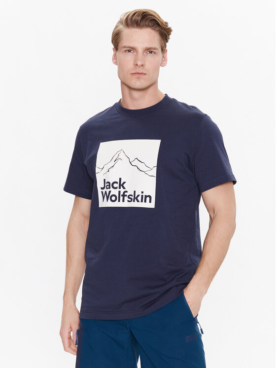 Jack Wolfskin T-krekls Brand 1809021 Tumši zils Regular Fit