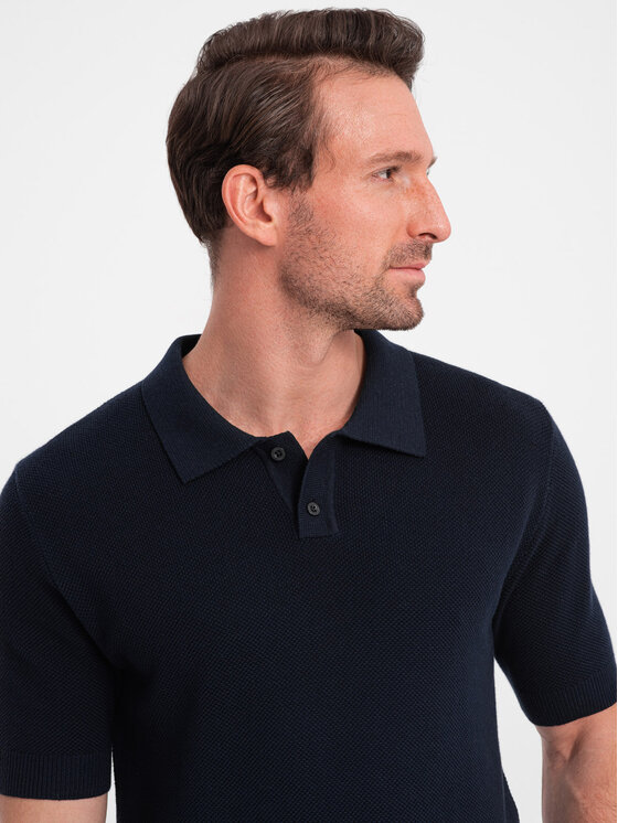 Ombre Ombre Polokošile OM-POSS-0117 Tmavomodrá Regular Fit