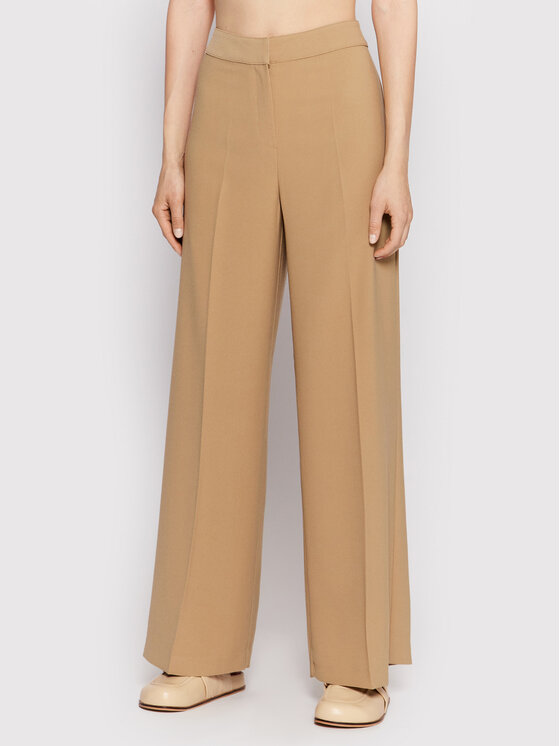 Notes Du Nord Pantaloni din material Oliana 12809 Bej Regular Fit