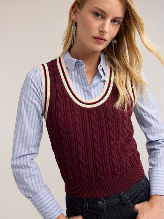 Motivi Motivi Sweter M361W004066N036 Bordowy Regular Fit