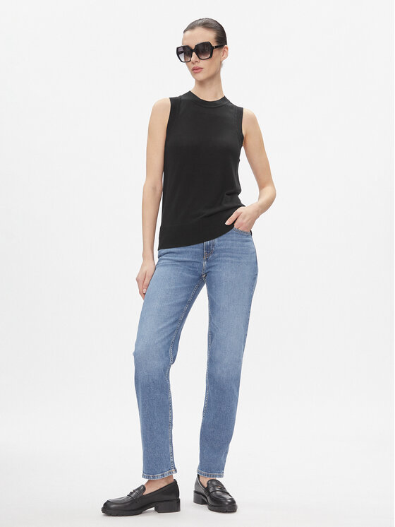 Tommy Hilfiger Tommy Hilfiger Пуловер Md Lyocell Silk Blend Vest WW0WW40980 Черен Regular Fit