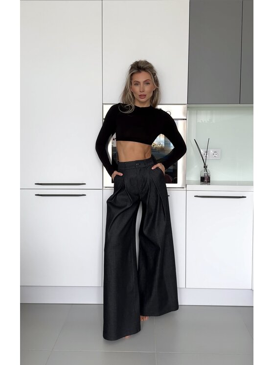 Hottie Hot Hottie Hot Pantaloni da donna PLEASE denim Nero Oversize