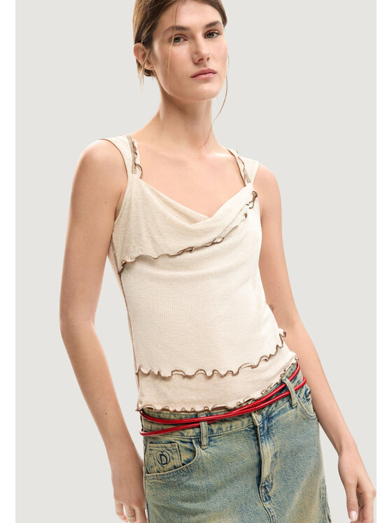 Desigual Desigual Canottiera TS_VILNA Beige Casual Fit