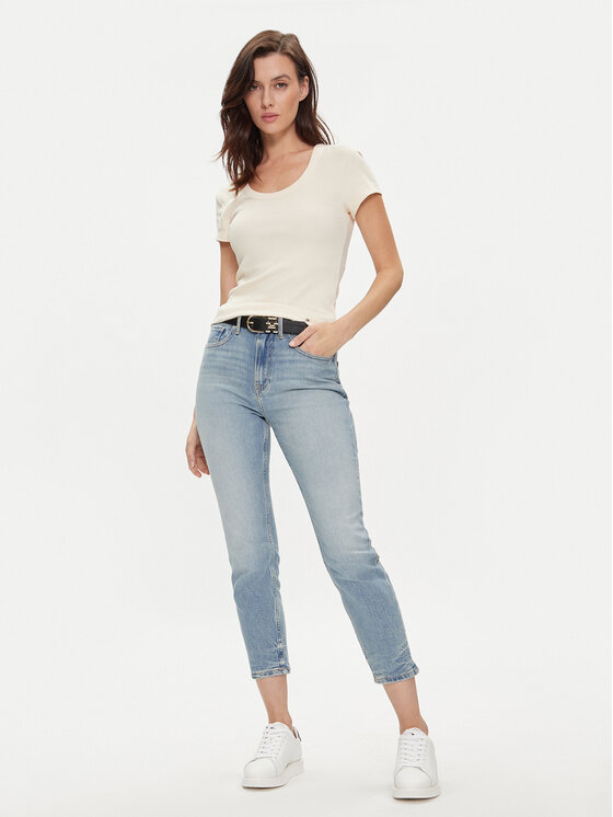 Tommy Hilfiger Tommy Hilfiger T-särk WW0WW41776 Beež Slim Fit