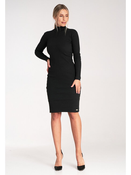 FIGL FIGL Úpletové šaty M1042 Čierna Slim Fit