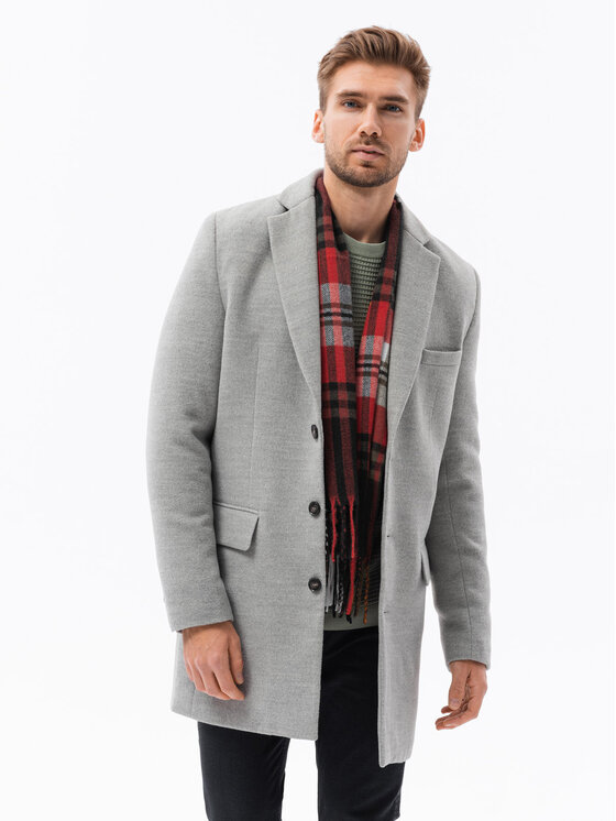 Ombre Ombre Płaszcz C432 Szary Regular Fit