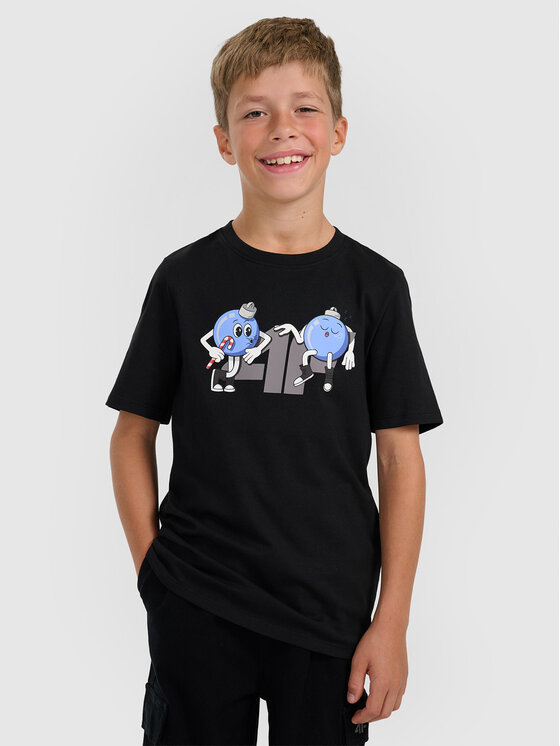 4F 4F T-Shirt CHRISTMAS DROP Czarny Regular Fit